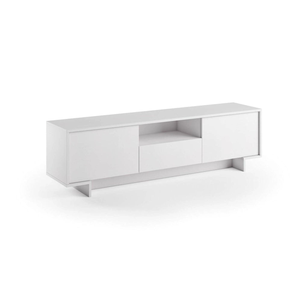 Atina, Mobile Porta tv un Cassetto Made in Italy, 170x42x48h cm Bianco