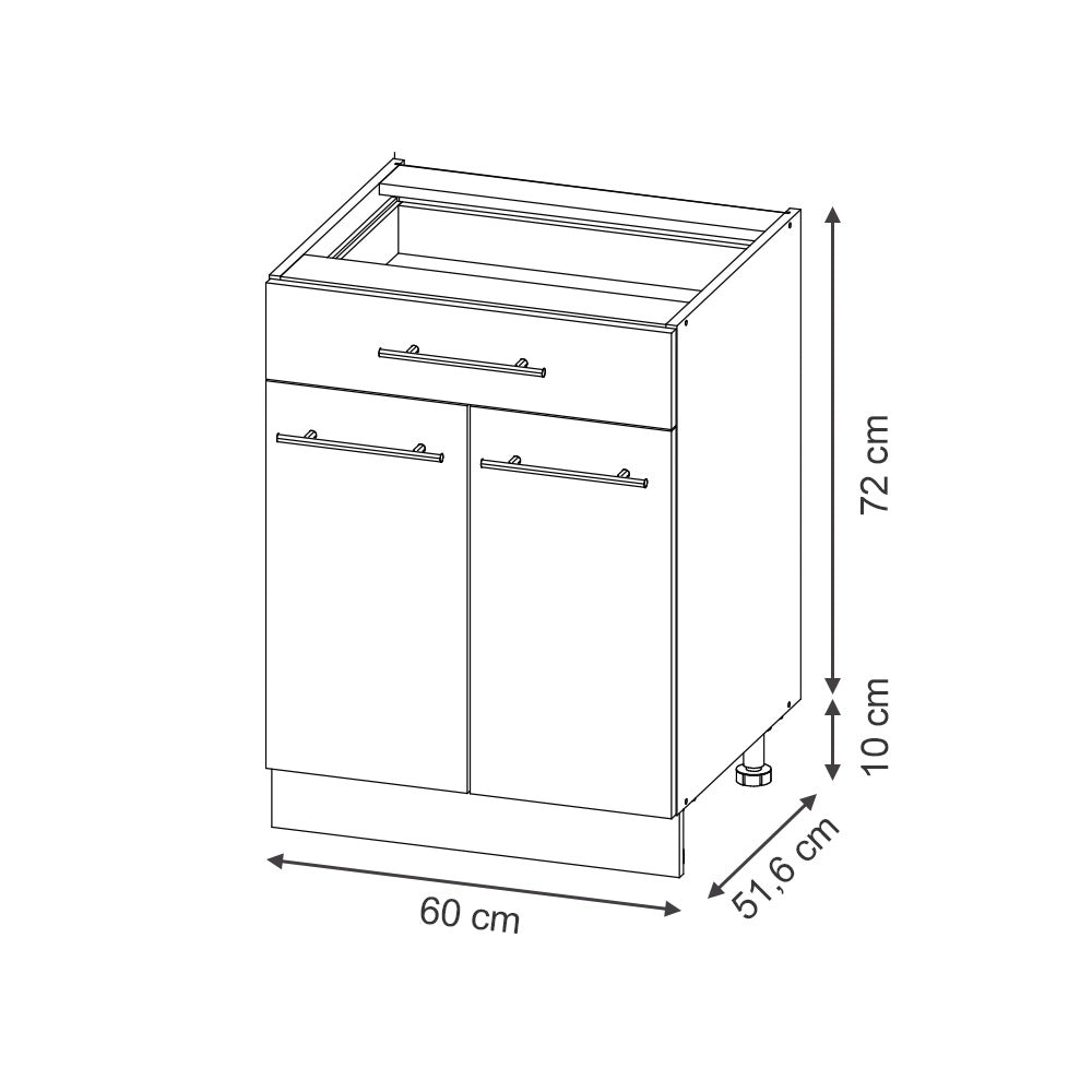 Mobiletto base per cucina Fame-Line Blu-grigio chiaro/Antracite 60 cm con cassetto, PL Antracite Vicco