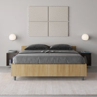 Letto Matrimoniale Francese 140x190 cm con Rete e Contenitore Nuamo Quercia