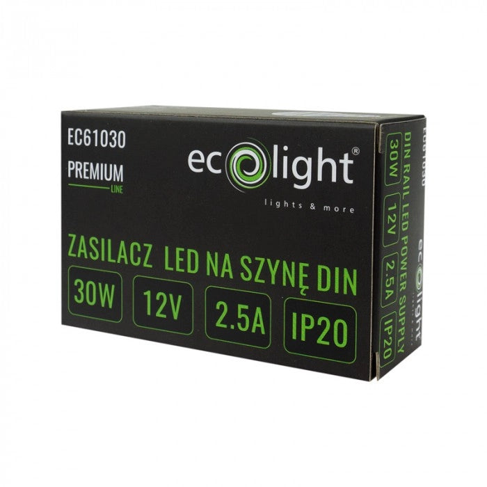 Alimentatore DIN PREMIUM per LED 12V 30W 2,5A IP20 Ecolight