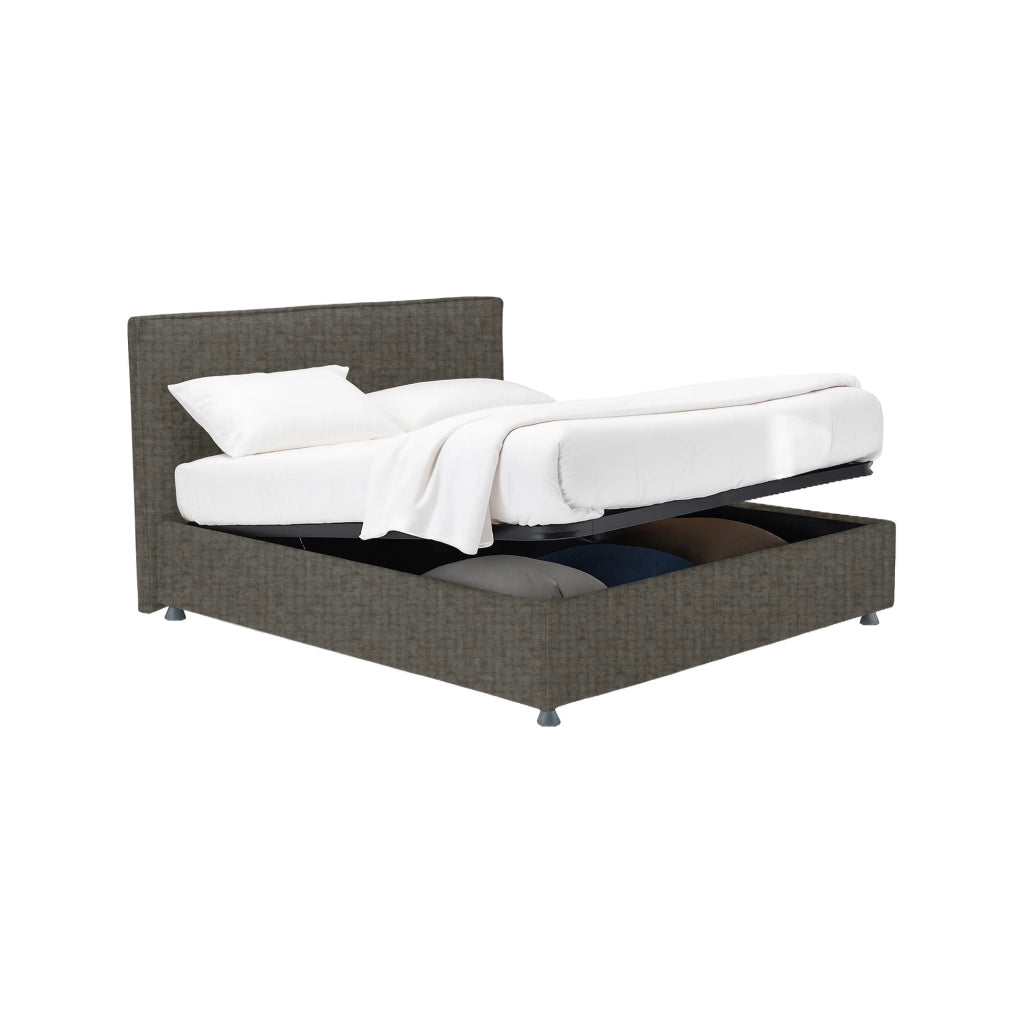 Harlow, Letto Piazza e Mezza Sfoderabile Made in Italy, Grigio Tortora