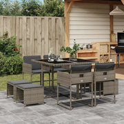 Set da Pranzo da Giardino 9 pz con Cuscini in Polyrattan Grigio 3211316