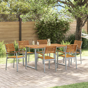 Set da Pranzo da Giardino 7 Pezzi in Legno Massello di Acacia e Metallo