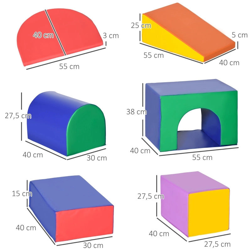 Set di blocchi di succo per bambini, blocchi di schiuma, quadrati, scale, rampa, similpelle, multicolore
