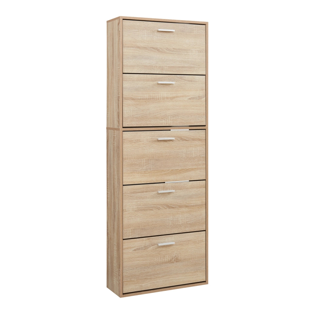 Scarpiera Sykkylven con 5 Contenitori Ribaltabili - Effetto Rovere Sonoma [en.casa]