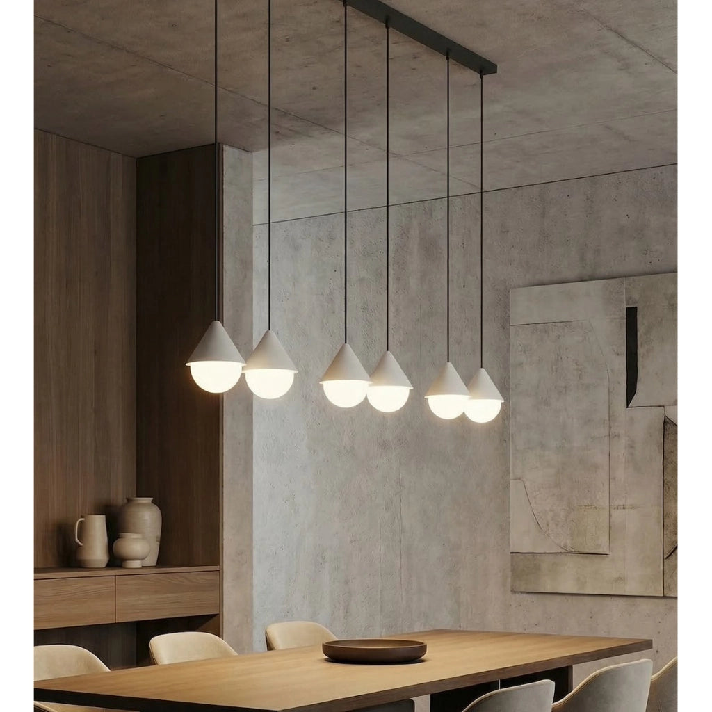 Lampada a sospensione GIRO in acciaio nero e vetro bianco