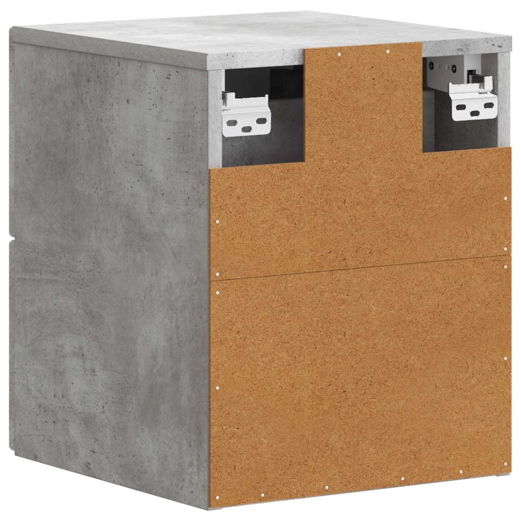 Set di 2 Comodini | Armadio da Notte | Mobiletto da notte a muro con cassetto Grigio Cemento