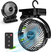 Ventilatore USB portatile con telecomando, 10.000 mAh, mini ventilatore da campeggio, ventilatore da tavolo con chiusura - 3 velocità, 3 livelli di illuminazione LED, rotazione 720 gradi