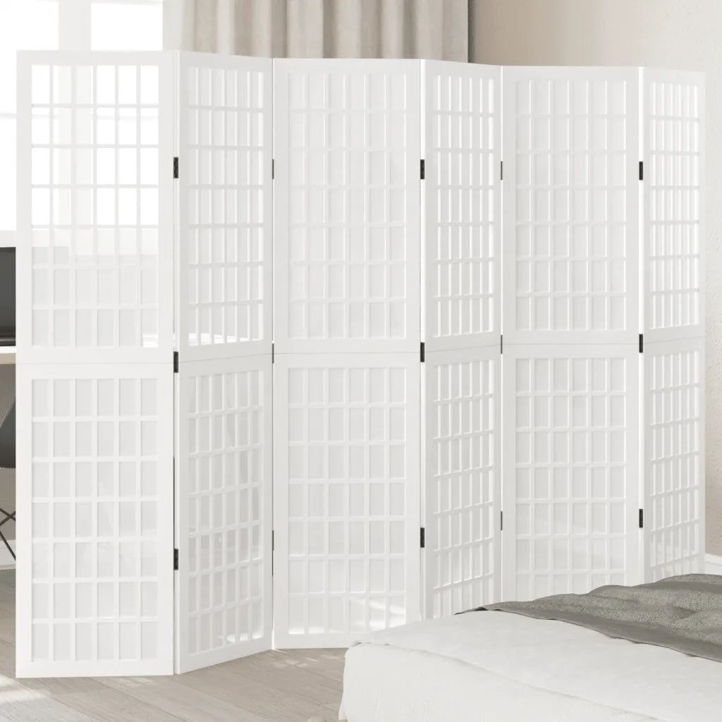 Divisorio Ambienti | Divider per stanze | Paravento 6Pannelli Bianco Legno Massello di Paulownia