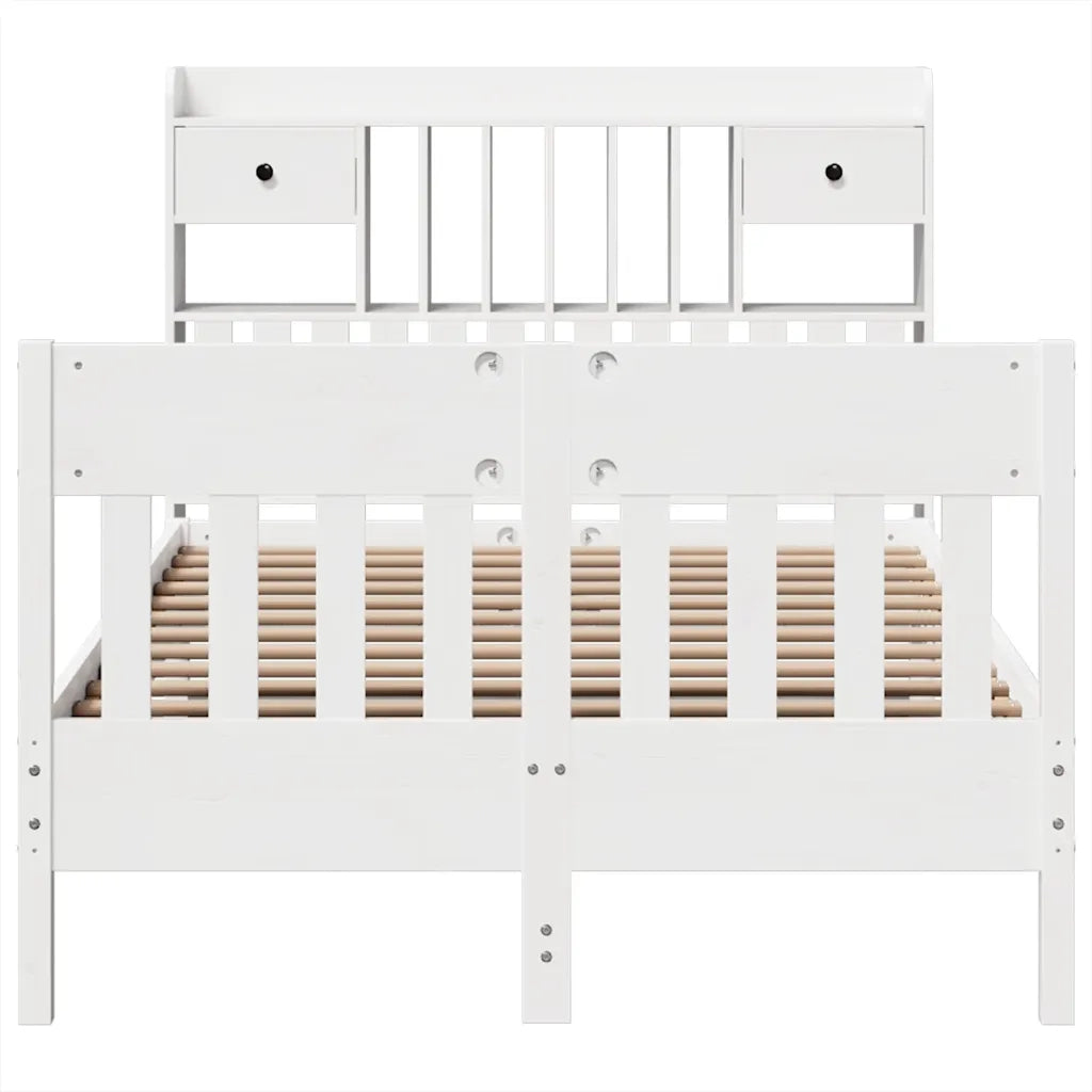 Letto senza Materasso Bianco 135x190 cm Legno Massello di Pino 3323276