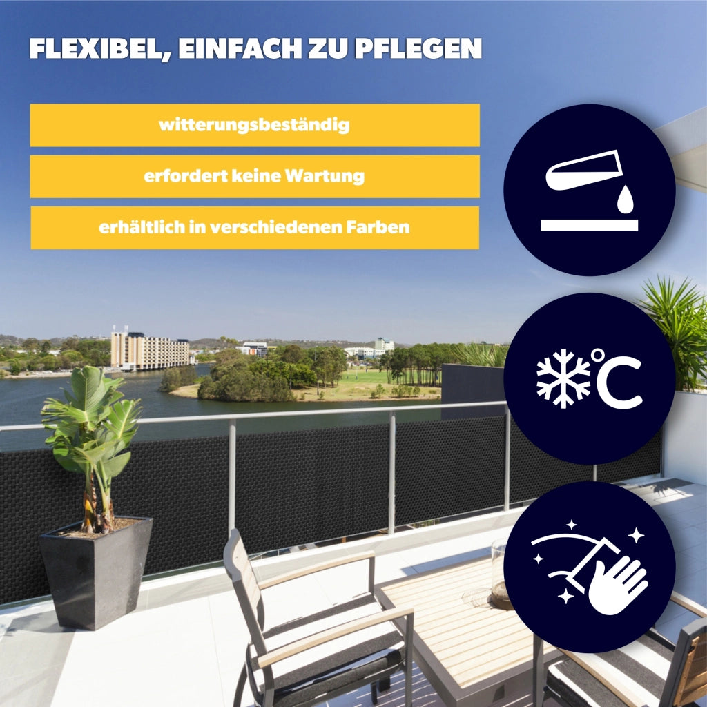 Telo copribalcone in technorattan KADAX 1x1M Antracite Tappetino per balcone Premium Realizzato su Misura