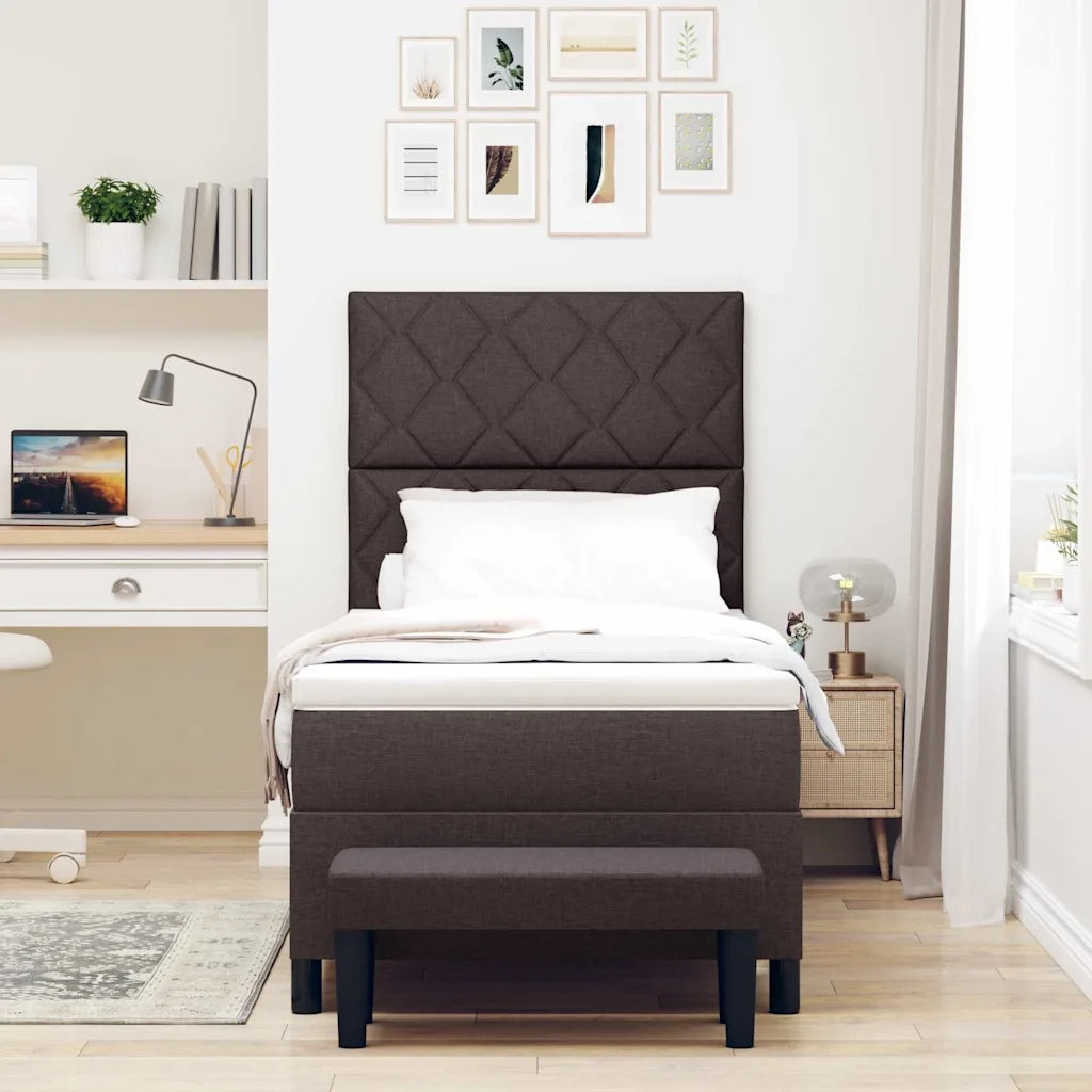Letto a molle con materasso Marrone Scuro 90 x 190 cm Tessuto 3344110