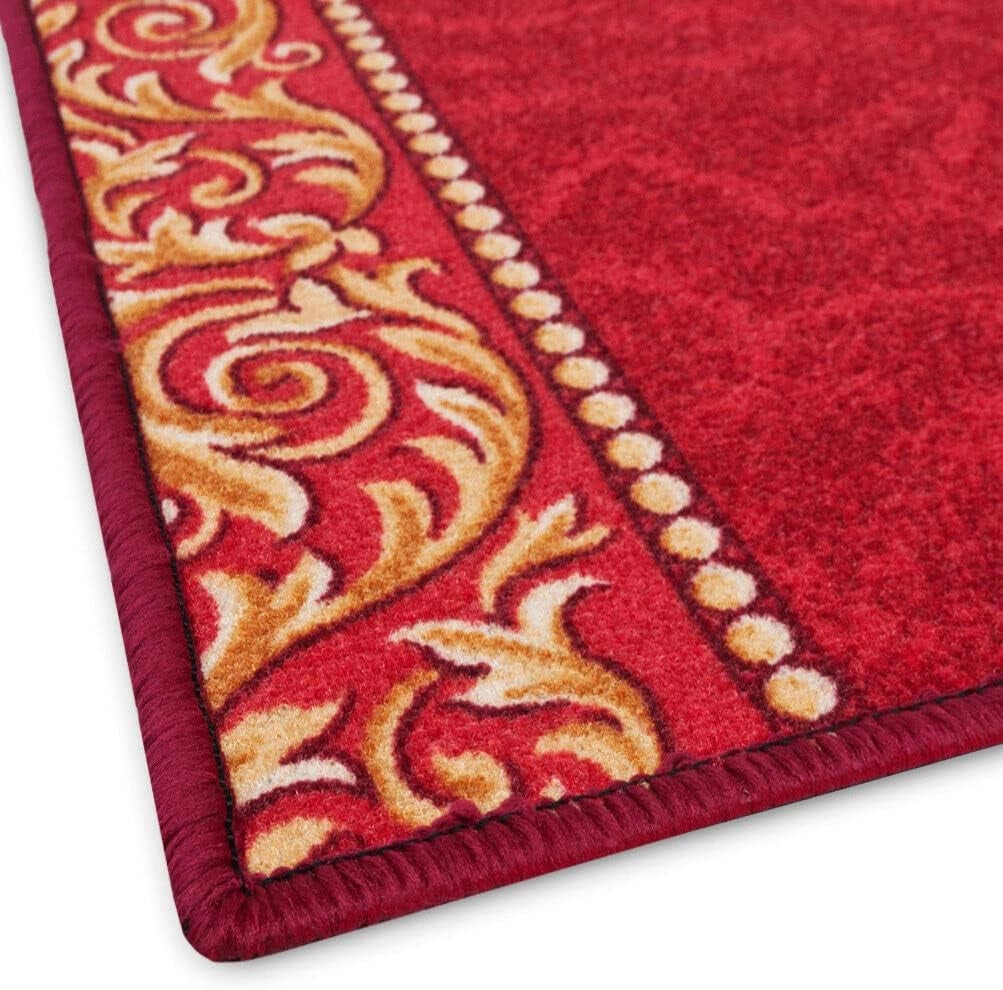 Passatoia Scala Bordata 67x500 cm Ingresso Corridoio Tappeto Cucina Gradini Stile Barocco Bordeaux