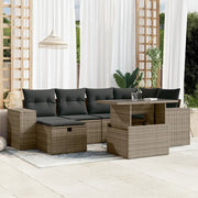 Set Divani da Giardino 7 pz con Cuscini Grigio in Polyrattan 3275300