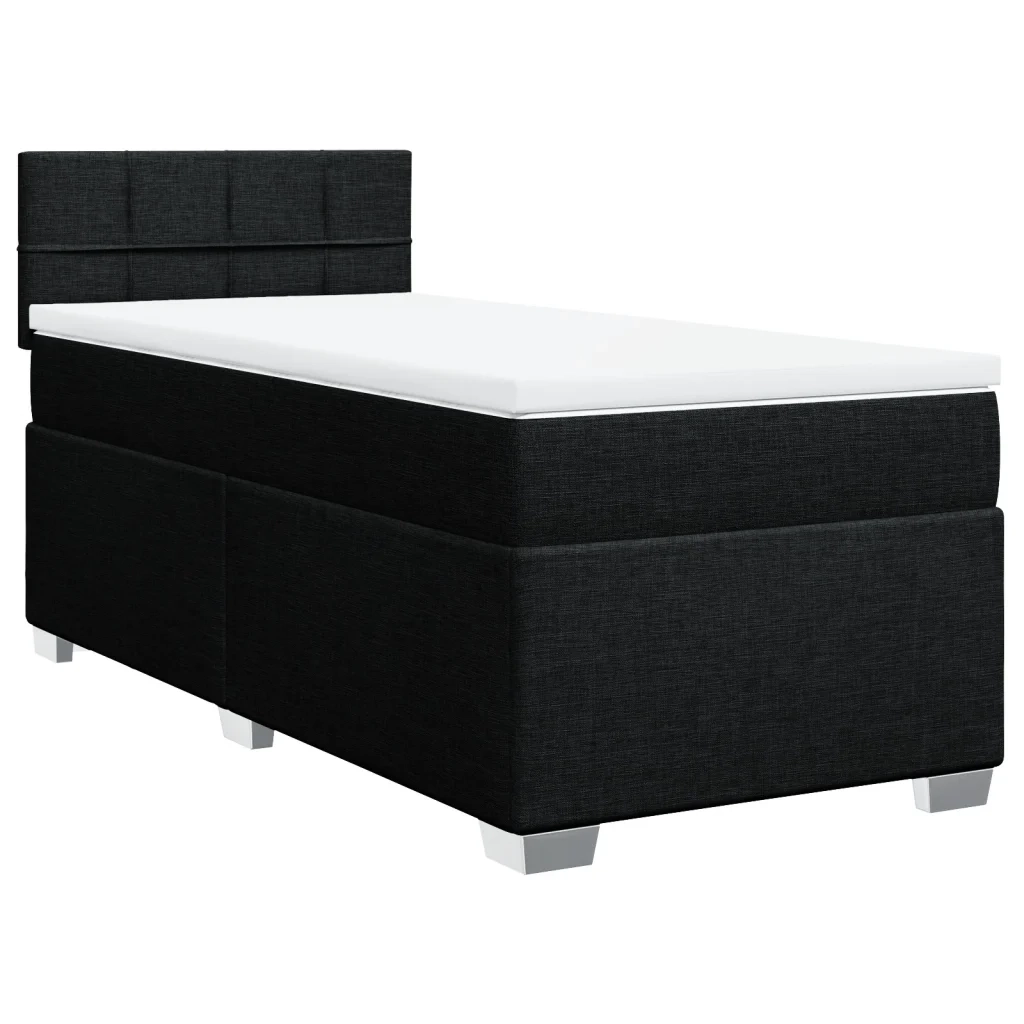 Letto singolo | Letto per adulti | Giroletto a Molle con Materasso Nero 80x200 cm inTessuto