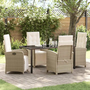 Set da Pranzo per Giardino con cuscino 5 pcs Beige polyrattan 3380333