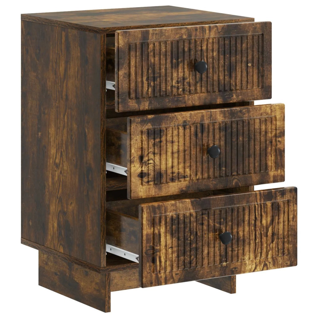 Comodino | Armadio da Notte | Mobiletto da notte con cassetto Rovere Fumo 43 x 41 x 66,5 cm