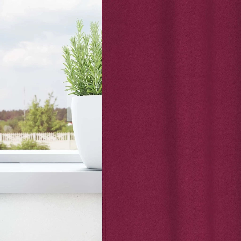 Tende Blackout con Anelli 2 pz Rosso Vino 260 x 140 cm 4107357