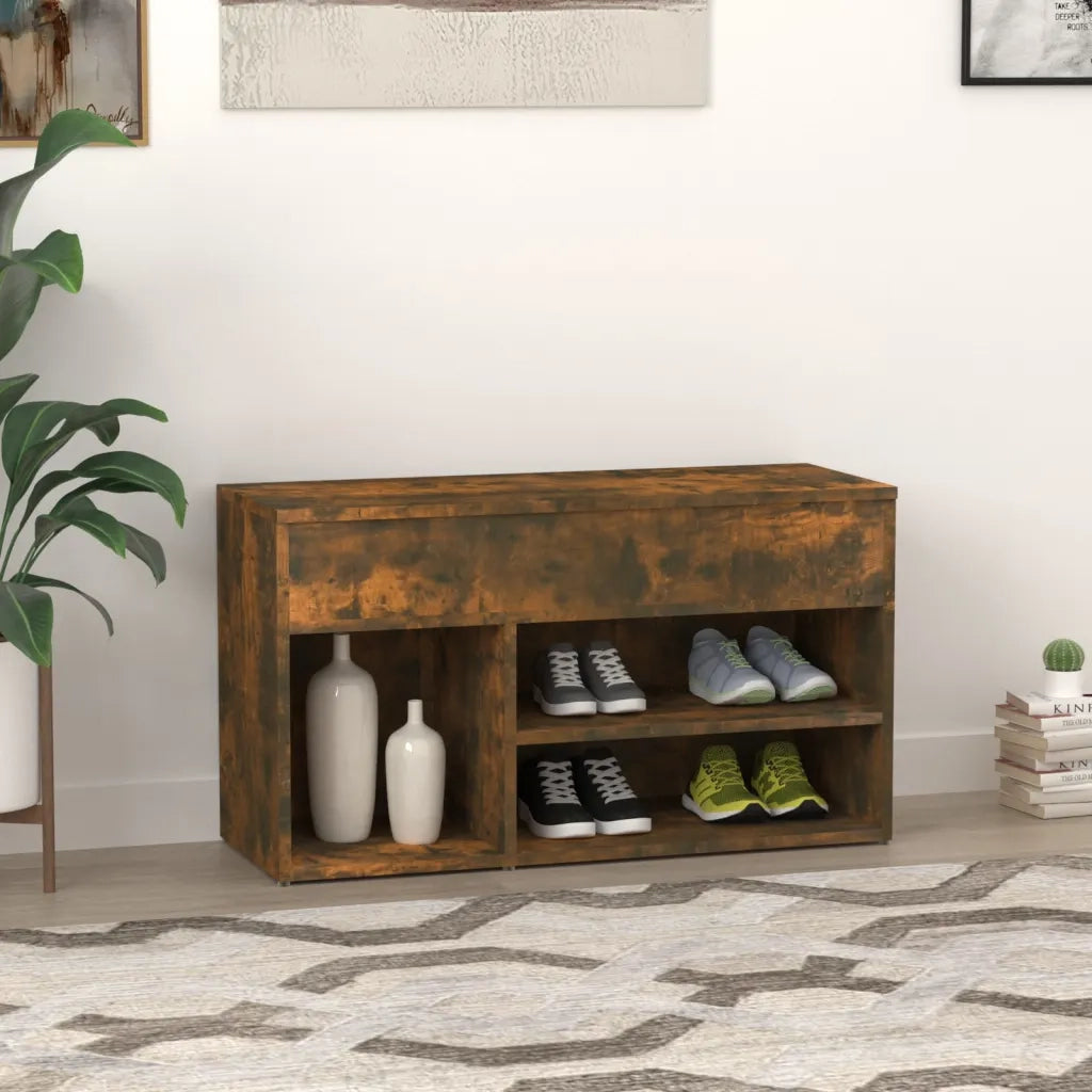 Scarpiera Rovere Fumo 80x30x45 cm in Legno Multistrato 816053