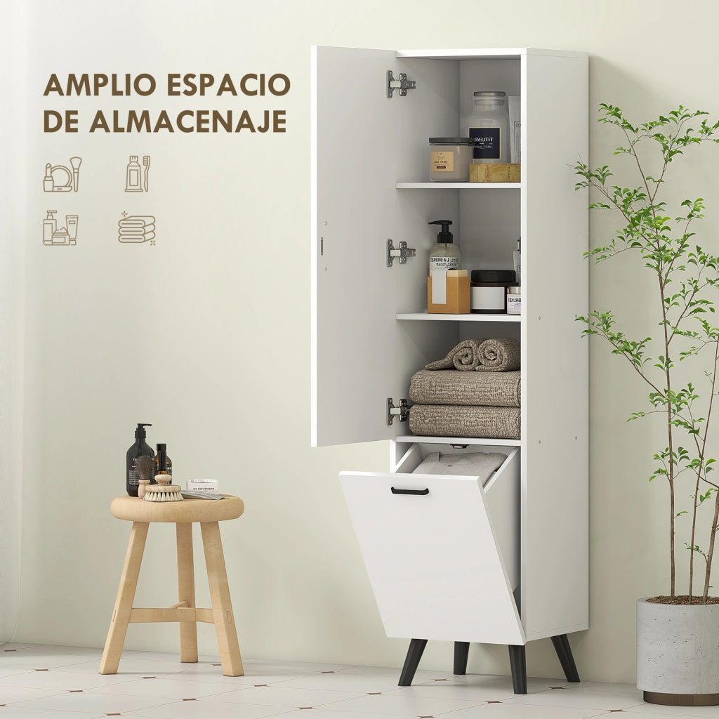 Armadietto Bagno Alto con Ante e Ripiani ¨C Zephmum ¨C 35x31,5x144 cm Bianco