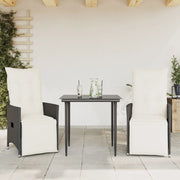 Sedie Reclinabili da Giardino 2 pz con Cuscini Nero Polyrattan 365666