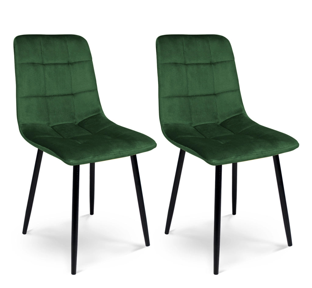 Sedia da pranzo imbottita in velluto verde scuro (2 pz.) - Karima - SD30KAPM