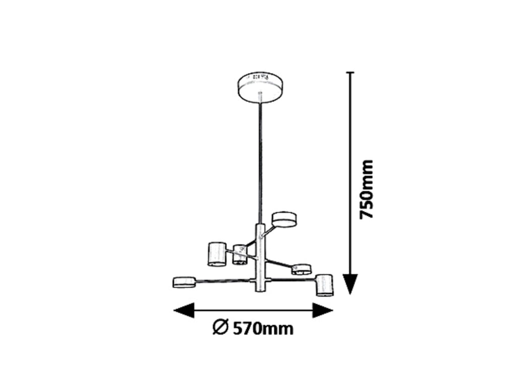 Lampadario LED Rabalux Solomon 30W nero opaco Ø57cm