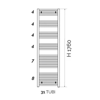 Termoarredo Kalura dritto bianco 176x55 cm