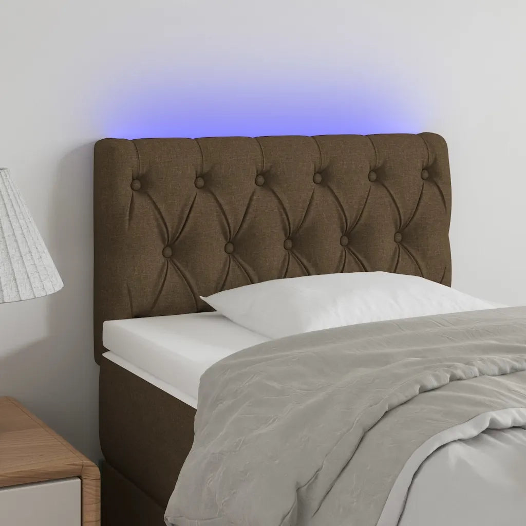 Testiera a LED-Testata con LED Marrone Scuro 80x7x78/88 cm in Tessuto