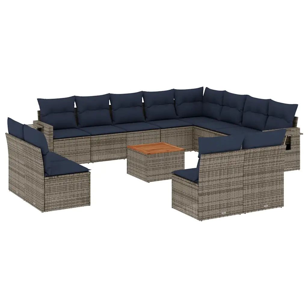 Set Divani da Giardino 13 pz con Cuscini Grigio in Polyrattan 3224815
