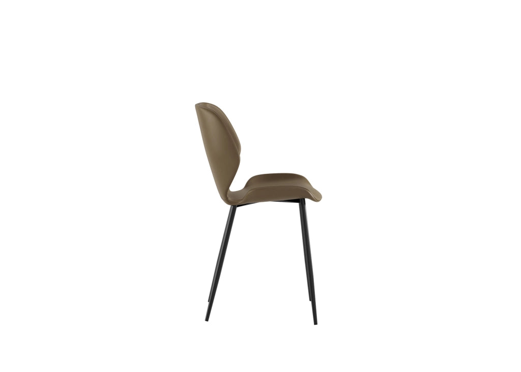 Sedia da pranzo Diana con seduta in soft-touch sabbia e gambe in metallo nero, design vintage moderno - Sedia living di alta qualità