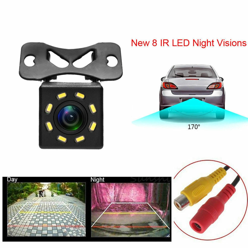 TELECAMERA 170° RETROCAMERA RETROMARCIA 8 LED CON STAFFA A COLORI AUTO SUV