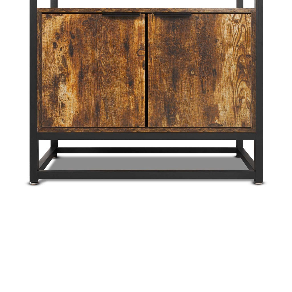 Edo - Libreria scaffale in stile industriale con 3 ripiani a vista e 2 ante, 76x33xH163 cm