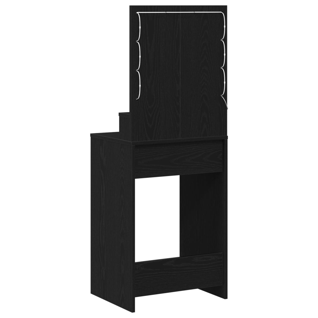Tavolo da trucco  con luci LED, Nero Oak, 50x41x135 cm