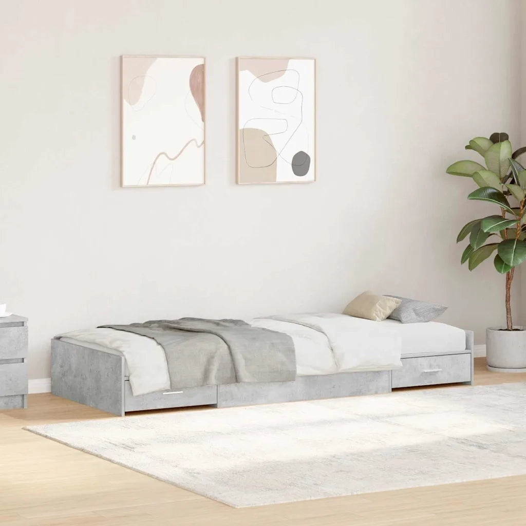 Struttura del letto con testiera Grigio cemento 90 x 190 cm 3335248