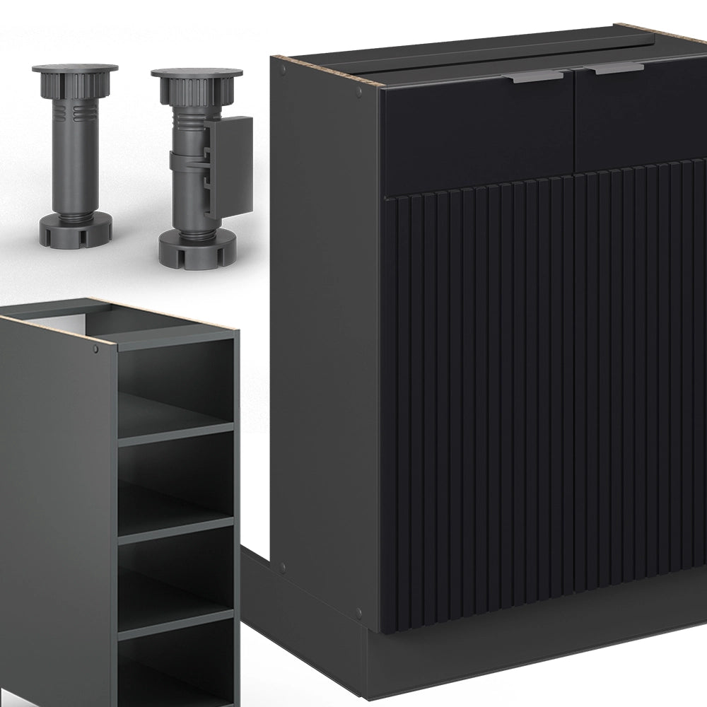 Isola cucina Fame-Line Nero rigato/Antracite 90 cm senza piano di lavoro Vicco