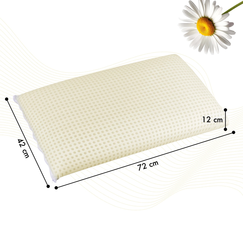 Guanciale In Memory Foam Microforato Profumato Aromaterapia Cuscino Letto Saponetta Prodotto Italiano Traspirante Sfoderabile Colorato Anallergico Camomilla