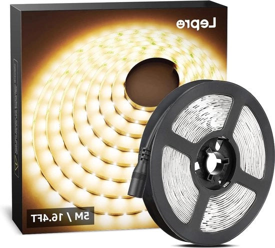 Striscia LED 5M Calda con Flessibilità e Adesivo Self-Adesiva 12V - Decorazione per TV, Giardino, Natale, Feste, Interno e Esterno