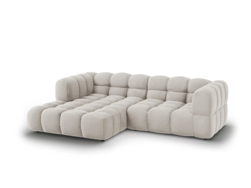 Cosmopolitan Design - Divano angolare modulare sinistro "Sky" 3 posti in velluto beige chiaro 
