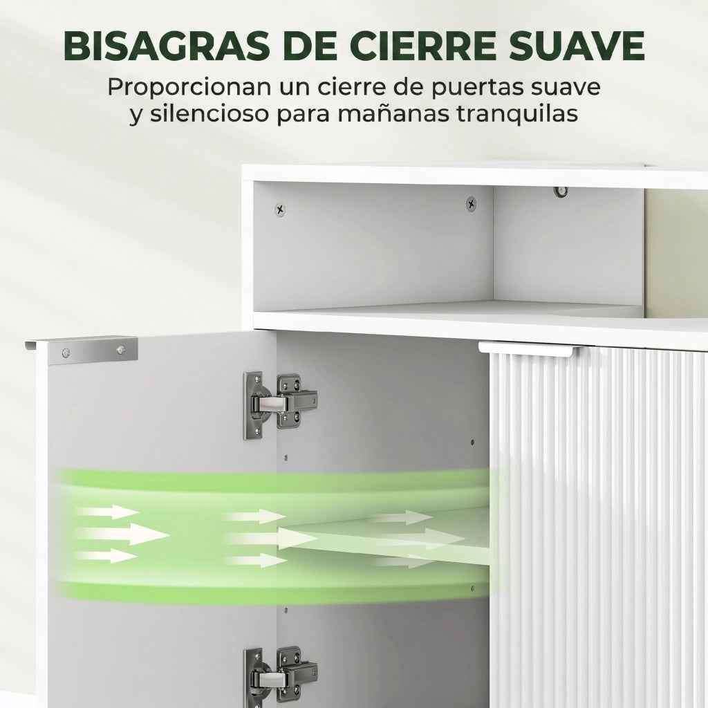 Mobiletto Sottolavabo con 2 Ante e Compartimento Aperto ¨C Zephmum ¨C Bianco 60x33x63 cm