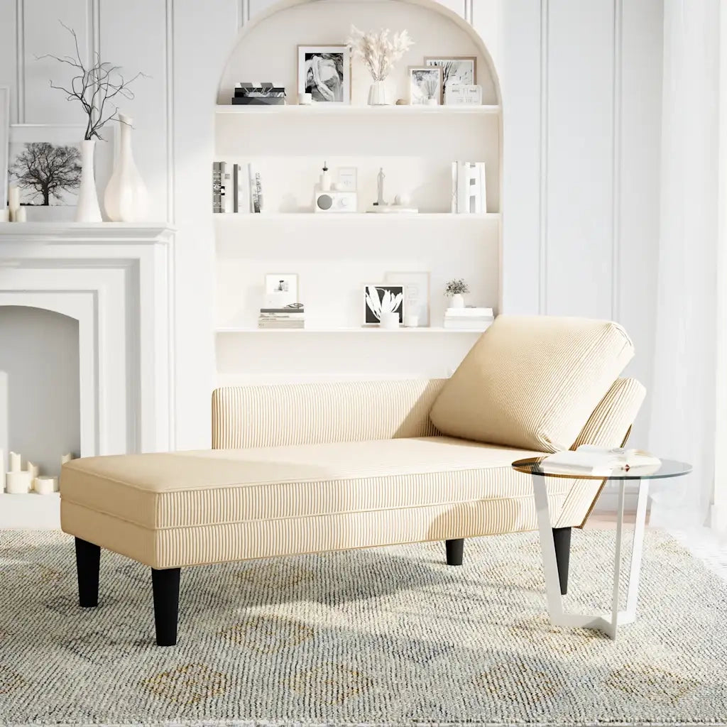 Sdraio con Cuscino Destro in Velluto a Coste Crema CFW7641731