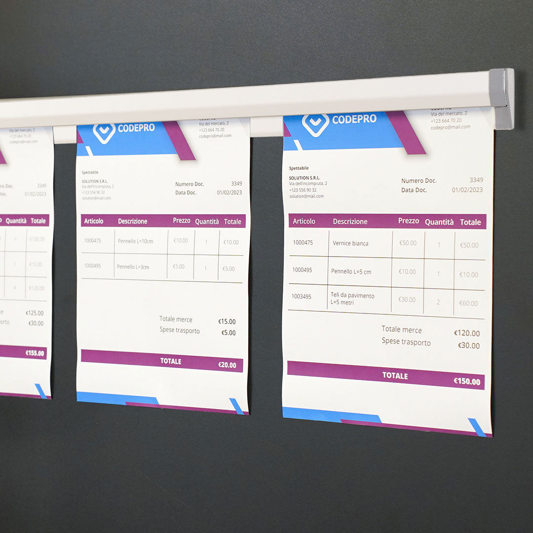 Barra Portacomande per Ordinazioni Ristoranti Pizzerie 100 cm in Alluminio Silver