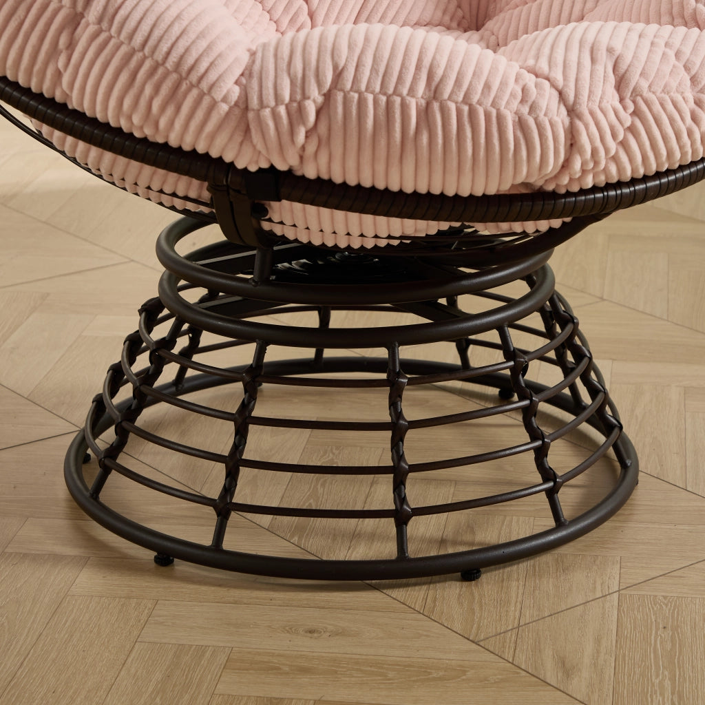 Comoda poltrona Papasan ergonomica in vimini, girevole a 360¡ã per interni ed esterni, con morbido cuscino spesso, ideale per soggiorno, camera da
