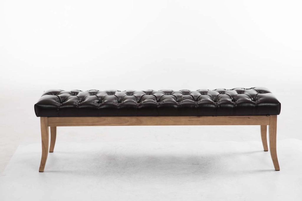 Panca design RAMSES in similpelle e legno chiaro antico marrone,150 cm