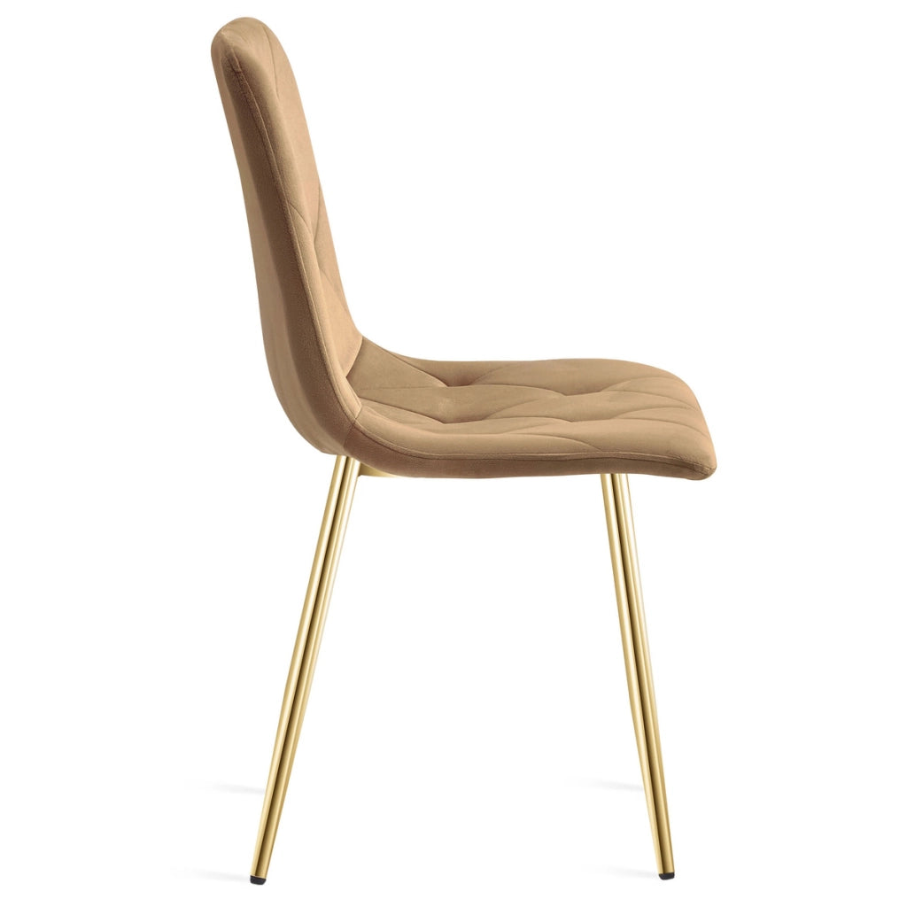 Sedia Libra in Velluto Marrone e Gambe Oro
