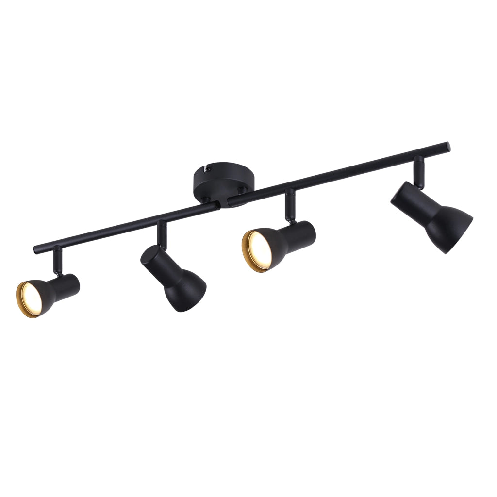 ZMH Faretto da soffitto neri 4 luci GU10 orientabili 350° metallo moderni per soggiorno