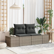 Divano da giardino a 2 posti con spazio di archiviazione e cuscini grigio Polyrattan