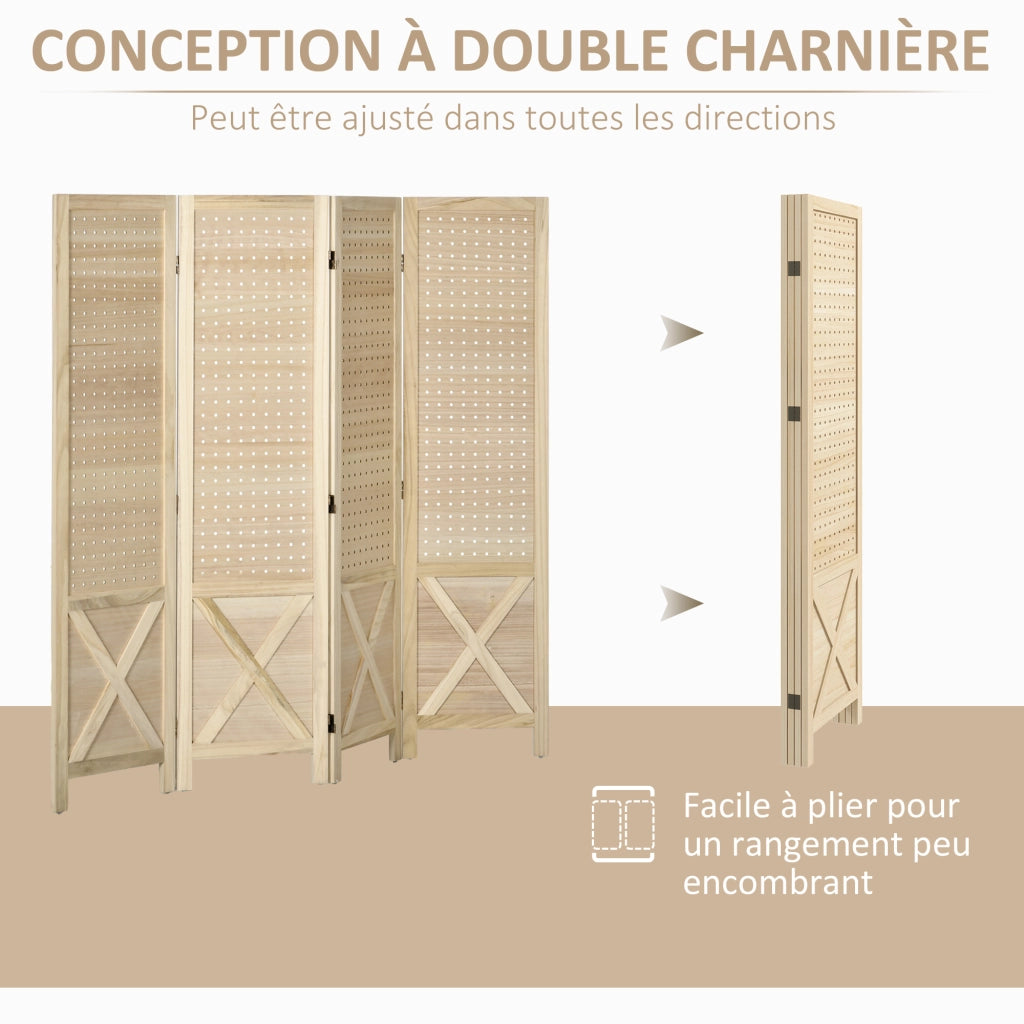 Paravento in legno per bambini ¨C zephmum ¨C naturale 152x144.5 cm