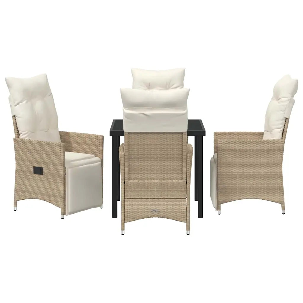 Set da Pranzo per Giardino con cuscino 5 pcs Beige polyrattan 3379584