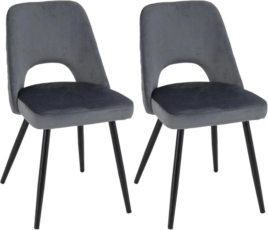 Set 2 Sedie da Pranzo, Sedie Imbottita con Cuscino in Spugna, Gambe in Metallo, Piedini Regolabili 60 x 46 x 84 cm, Capacità di Carico 150 kg, per Soggiorno, Ristorante e Caffè, Grigio